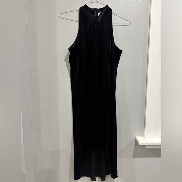 Lola & Sophie Black Velvet Halter High Lo Dress Size Small - Picture 1 of 7
